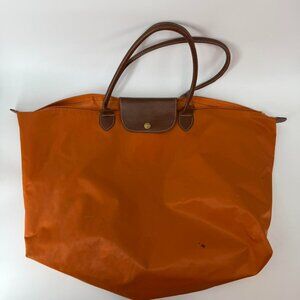 Longchamp Orange and Brown Tote bag Large
